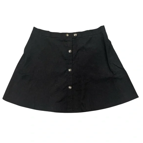 Festival Indie Sleaze Black Corduroy Mini Skirt Button Front A-Line 3X - Picture 2 of 5